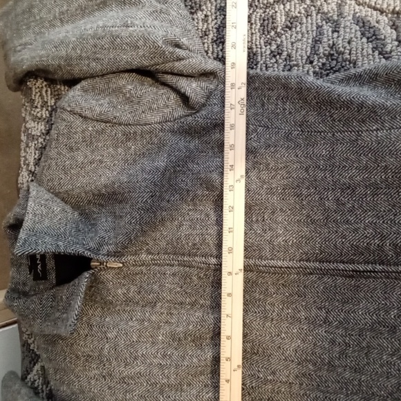 Sandro Vintage Structured Full Zip Wool Blazer Jacket Herringbone Size 10 - Picture 6 of 9